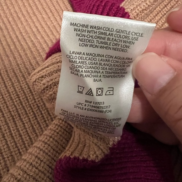 Express Colorblock Sweater - Tan, Black, and Pink XL - Picture 6 of 8